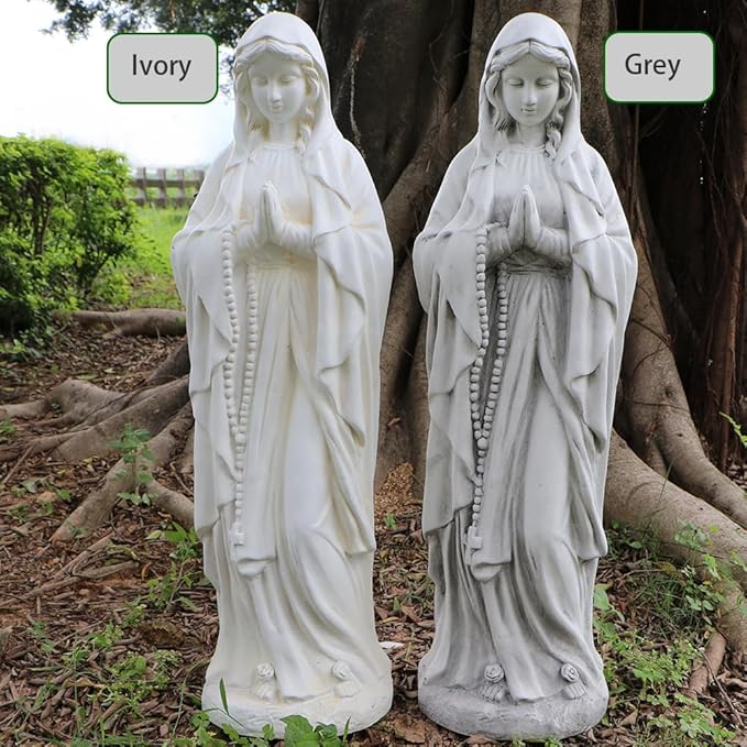 Virgin Mary Outdoor Statue - Religious Garden Statue, Blessed Mother, Virgen De Guadalupe, Large Outdoor Garden, Ivory