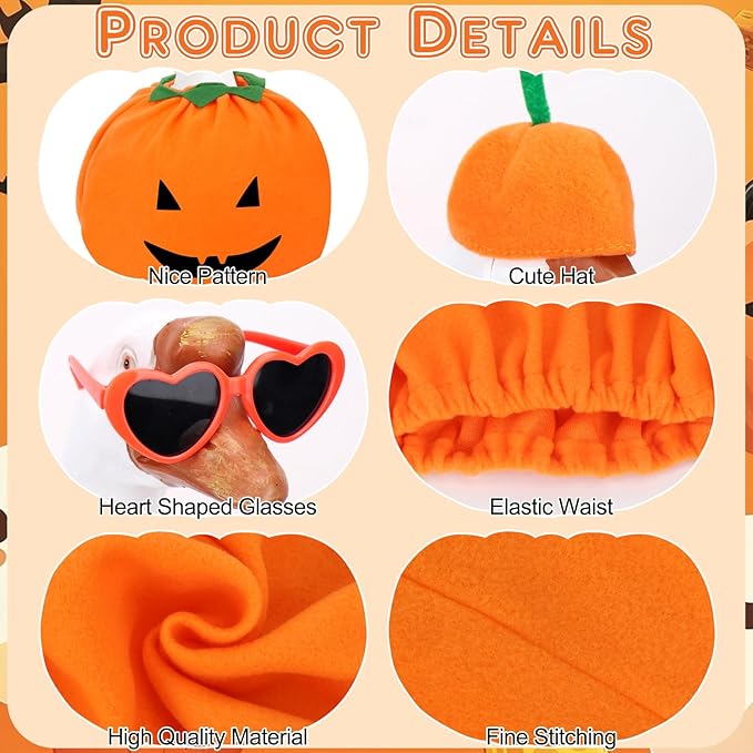 Hysagtek Halloween Porch Goose Outfits - Yard Goose Outfits Pumpkin Costume with Glasses Fall Halloween Goose Clothes for 23" Goose Outdoor Patio Yard Lawn Art Decoration
