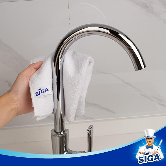 MR.SIGA Microfiber Cleaning Cloth, All-Purpose Microfiber Towels, Streak Free Cleaning Rags, Pack of 12, White, Size 32 x 32 cm(12.6 x 12.6 inch)
