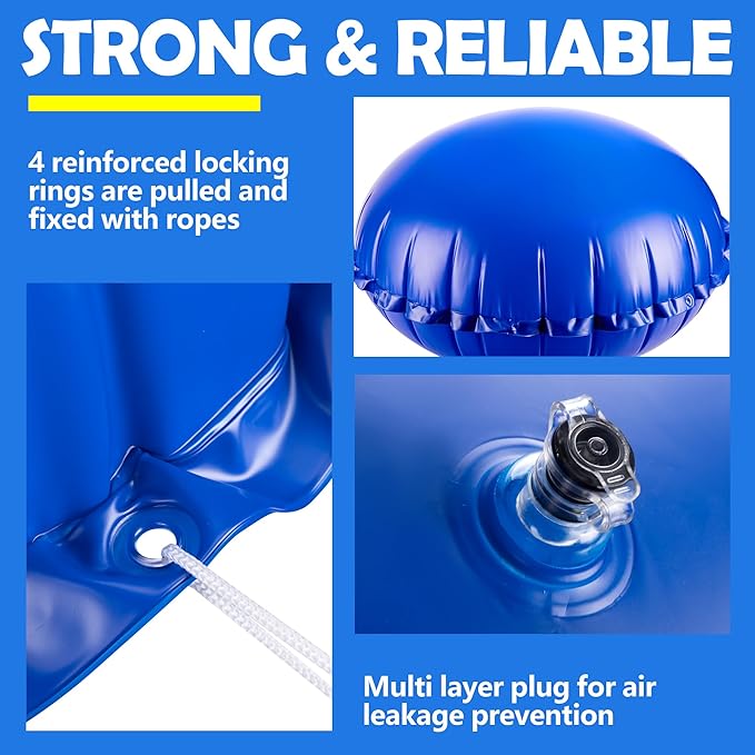 Sfcddtlg 4 x 4 Ft Pool Air Pillows for Above Ground Pools- Round Winter Pool Cover Pillow- Ice Equalizer Air Pillow- Swimming Pool Winterizing Closing Pillow with Ropes for Support Pool Covers