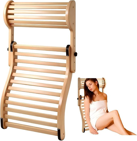 Sauna Backrest Added Adjustable Neck Pillow Accessories Bamboo Sauna Back Rest 18 Low - Heat - Conducting Bamboo Slats + Anti - Slip Pads for Comfort Lying or Leaning
