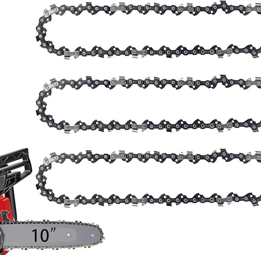 10 Inch Chainsaw Chain 050" Gauge, 3/8" LP Pitch, 40 Drive Links, 10 Inch Chain Saw Chain Replacement for Sunjoe, Craftsman, Poulan, Worx, Greenwork and More- S40 (3 Chains)