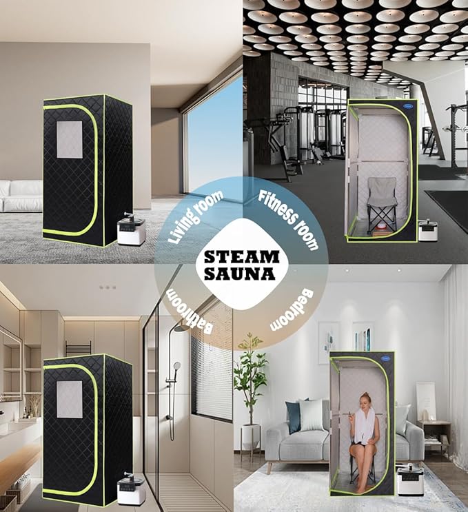 Portable Sauna Box, Portable Steam Sauna for Home with 2.6L 1000W Steamer, 15 Levels, Folding Chair, Extra Large Size (31.5 x 31.5 x 68.9 inch)
