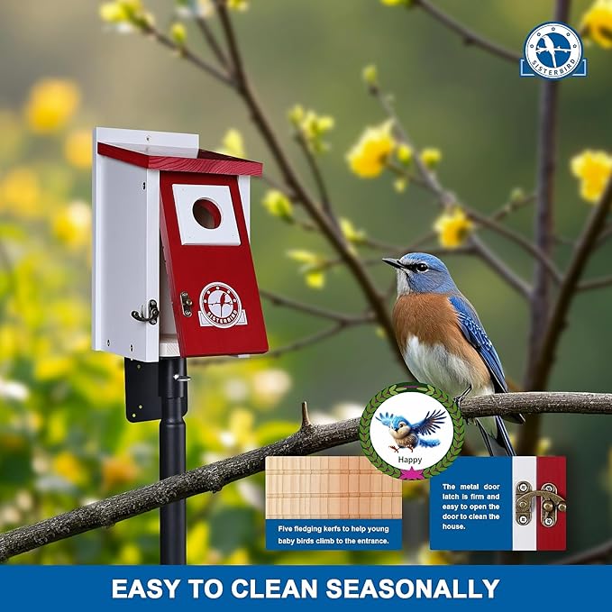 Bird Houses for Outside, Claret-Red Bird House, Bluebird Houses for Outside, Garden Decoration Birdhouses for Outdoors, Bluebird Finch Swallow Wren Chickadee