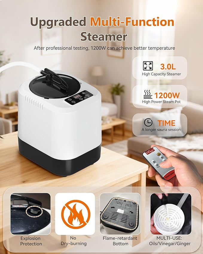 Portable Infrared Sauna Box for Home with 3L 1200W Steamer, Big Folding Chair, 99 Mins Timer, 9 Levels, Noerishia Steam Sauna Tent with 660nm + 850nm Red Light Therapy, for Home Spa Detoxification