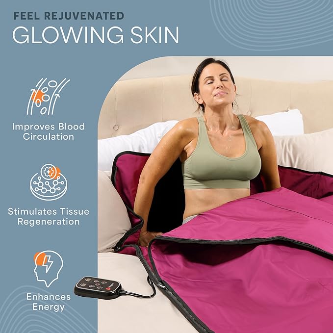 LifePro RejuvaWrap Far Infrared Sauna Blanket for Detox & Relaxation – Available in 5 Colors & 3 Models – Portable Sauna Blanket Infrared for Muscle Relief, Circulation & Recovery – 9 Heat Levels