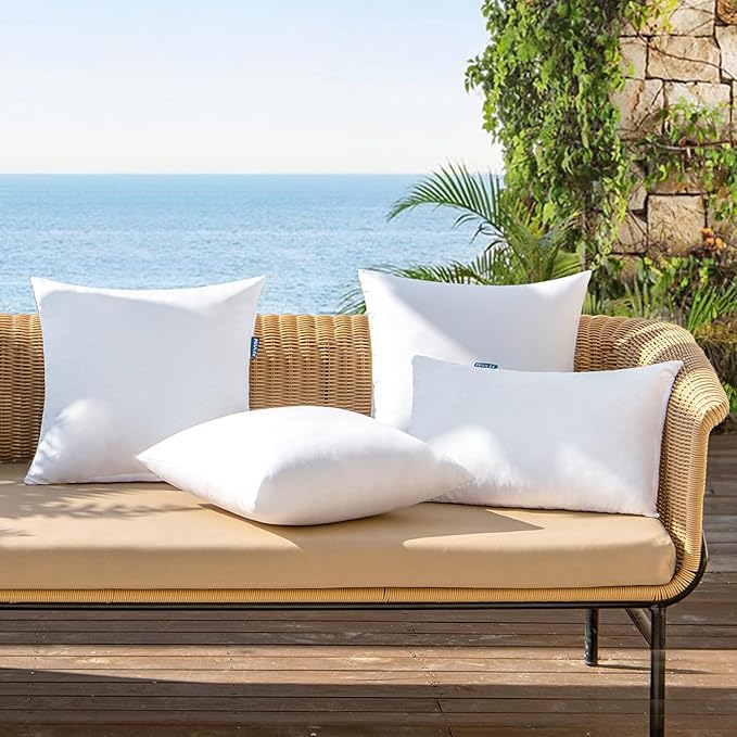 MIULEE Pack of 2 22x22 Outdoor Pillow Inserts, Outdoor Throw Pillows Water-Resistant Decorative Premium Square Pillow Stuffer Sham for Porch Swing Couch Sofa Cushion Patio Furniture