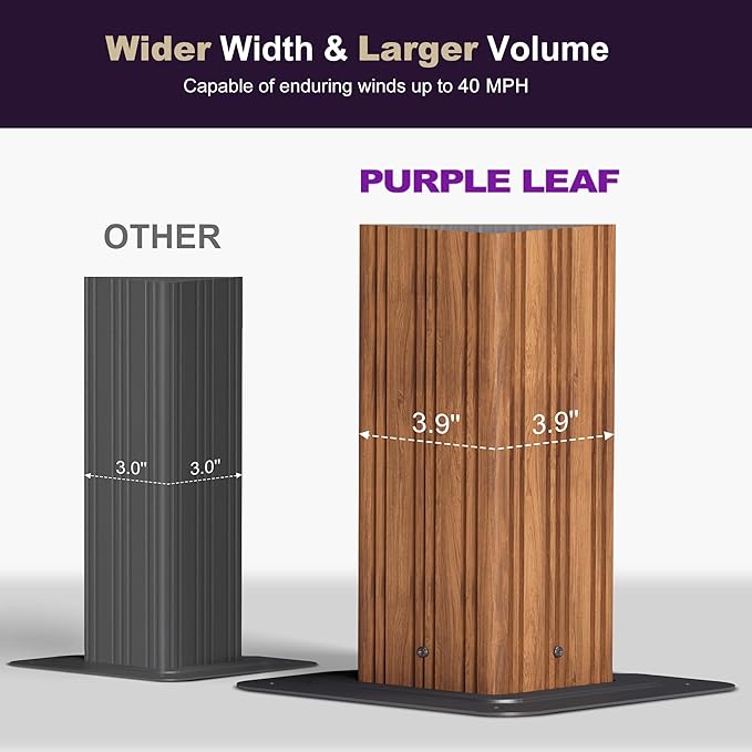 PURPLE LEAF 10' X 12' Hardtop Gazebo Outdoor Wood Grain Aluminum Frame Galvanized Steel Double Roof Gazebos with String Lights for Patio Deck Backyard Garden