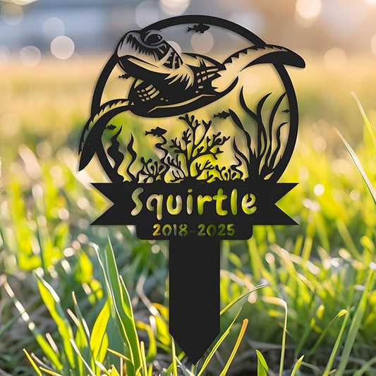 Custom Turtle Metal Memorial Plque,Personalized Turtle Remembrance Stake,Turtle Loss,Grave Markers,Outdoor Garden Decor,Yard Sign turtle 16inch