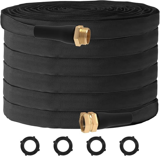ACOVER Anti-Kink 100FT Non-Expanding Garden Hose, Flexible and Tough, Lightweight and Sturdy for Outdoor, Yard, Lawn, Car Wash, Marine, and Camper Use,and All-Season Use. U.S Standards Brass Fitting