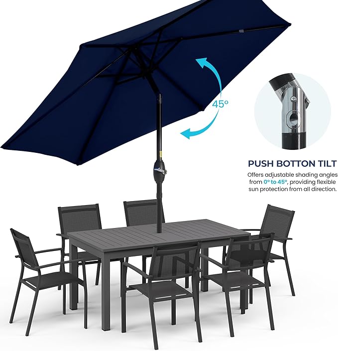 SUNVIVI OUTDOOR Outdoor Patio Umbrella, Patio Umbrella, Market Umbrella, Large Outdoor Umbrella, Metal Pole Umbrella with Push Button Tilt and Crank, Polyester Canopy