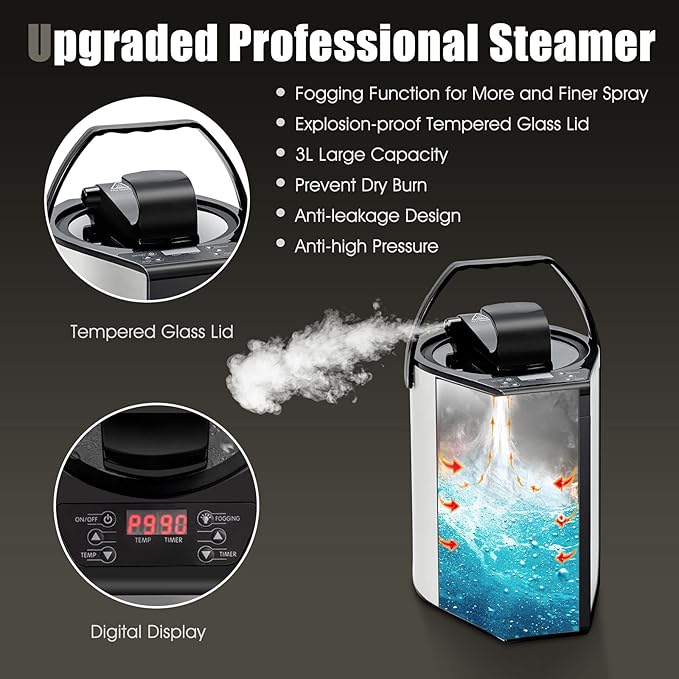 COSTWAY Portable Steam Sauna, Remote Control, 3L Steamer, Foldable Sauna Spa with 9 Temperature and 90 Mins Timer, Atomization, Personal Sauna Hat Tent for Detox Relaxation (Grey)