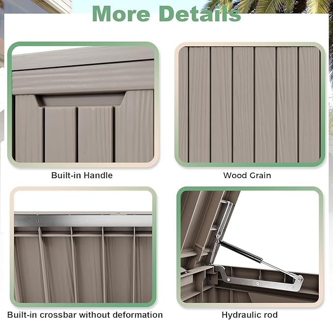 EasyUp 81 Gallon Deck Boxes Waterproof, Outdoor Large Storage Boxes with Lids, Outside Resin Storage Box & Deck Boxes for Patio, Garden Use(Black)