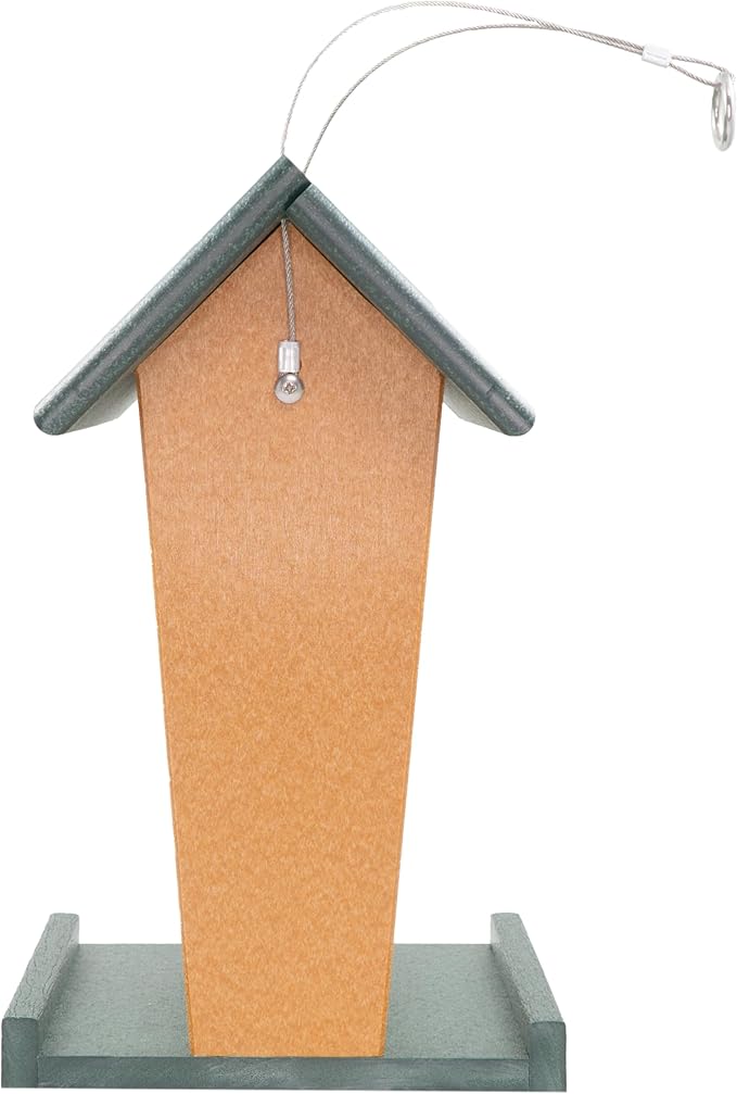 DutchCrafters Plastic Poly Hanging Whole Peanut Bird Feeder for Large Birds, Woodpeckers, Crows, Blue Jays for Outdoor, Garden, Yard - USA Amish Made (Turf Green & Cedar)