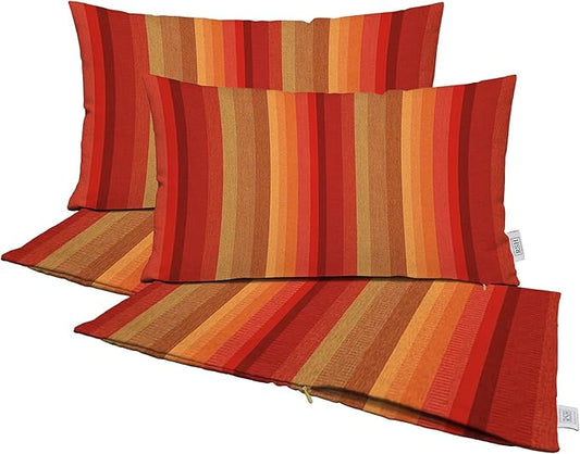 RSH DECOR: Sunbrella Pillow Covers Set of 4 | Covers Only - 26" x 16" | Outdoor Lumbar Pillow Covers Crafted with Sunbrella Performance Fabric | Astoria Sunset
