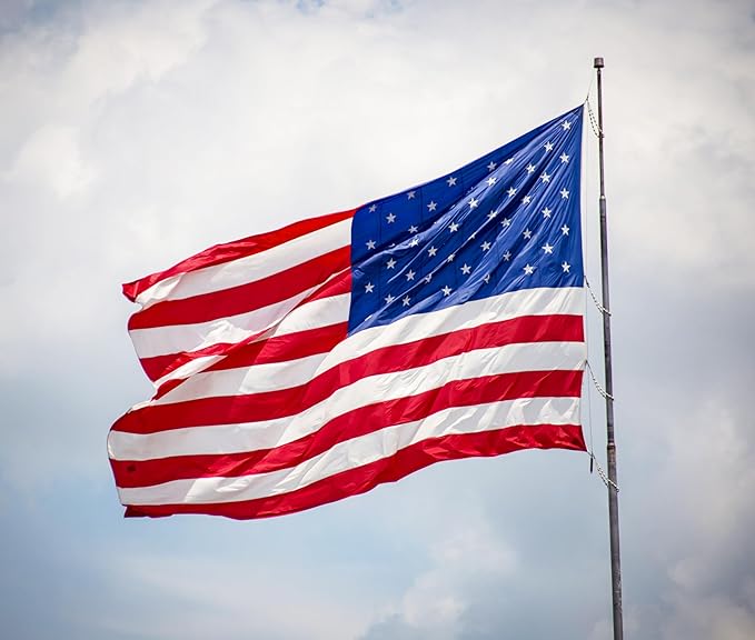 American Flag 5x8 Ft for Outside Longest Lasting- Ultra Durable, Tear-Proof Heavy Duty Spun Polyester US USA Flags - Fade Resistant, Embroidered Stars, Sewn Stripes, Brass Grommets - Outdoor Decor