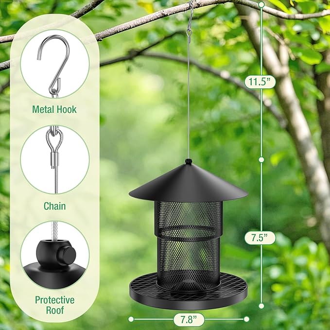 Bird Feeder for Outdoor Hanging, Large Squirrel Proof Birdfeeders - Heavy Duty Metal Bird Feeders for Outside Hanging, 4 Lb Large Capacity Birdfeeder to Attracting Birds