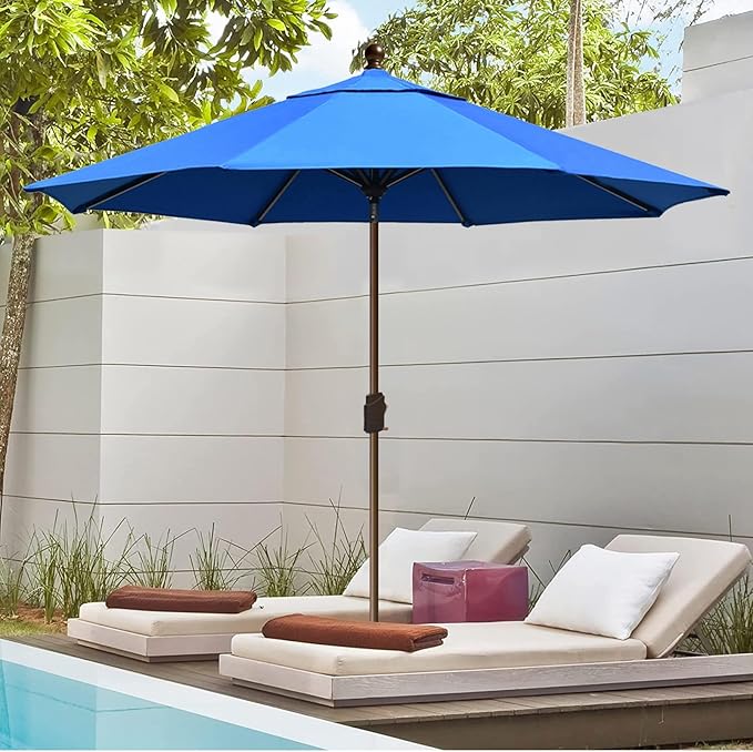 EliteShade USA 10-Year-Non-Fading 10Ft Market Umbrella Patio Umbrella Outdoor Table Umbrella with Ventilation, Royal Blue
