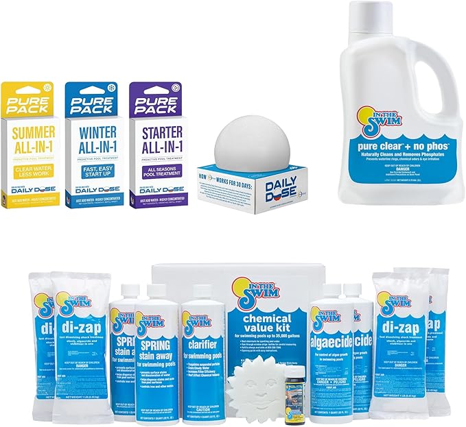 In The Swim Ultimate Chemical Value Kit and 100 Days of Summer Bundle - for Above Ground and In-Ground Pools - Easy Maintenance and Season-Long Clarity - 35K Gallons