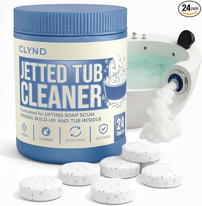 Jetted Tub Cleaner for the Jets and the Tubes 24 Tablets Hot Tub Cleaner for Jet Bathtub Heavy Duty - No Harsh Chemicals and Septic Safe - Compatible with Whirlpool, Spa, Jetted Bath