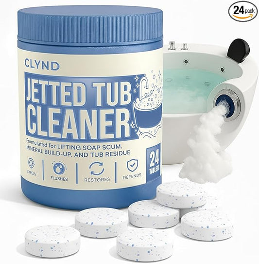 Jetted Tub Cleaner for the Jets and the Tubes 24 Tablets Hot Tub Cleaner for Jet Bathtub Heavy Duty - No Harsh Chemicals and Septic Safe - Compatible with Whirlpool, Spa, Jetted Bath
