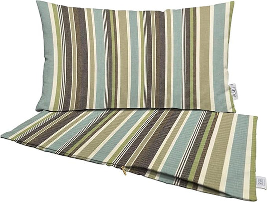 RSH DECOR: Sunbrella Pillow Covers Set of 2 | Covers Only - 20" x 12" | Outdoor Lumbar Pillow Covers Crafted with Sunbrella Performance Fabric | Brannon Whisper