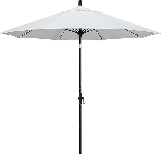California Umbrella 9' Round Aluminum Pole Fiberglass Rib Market Umbrella, Crank Lift, Collar Tilt, Black Pole, Sunbrella Spectrum Mist