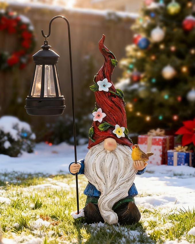 Garden Gnomes Outdoor Statue with Solar Lights,Solar Gnomes Decorations for Yard Outdoor gnome Decorations for Garden, Patio Gnome Gifts for Mom