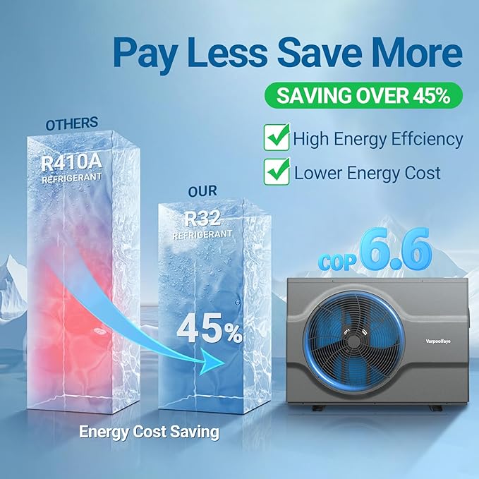 58000 BTU Inverter Swimming Pool Heat Pump, 17000 Gallon Electric Pool Heater Above and Inground Pool,WiFi App Control, Heating or Cooling Pool Heater 220V/60Hz