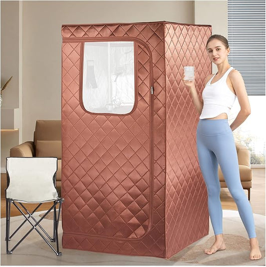 Portable Infrared Sauna for Home, Full Body Personal Saunas Tent at Home Spa with Heating Foot Pad, Remote Control & Foldable Chair for Relaxation & Detox(L 33.8" x W 33.8" x H 65.7")