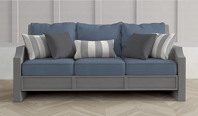Honeycomb Outdoor Lumbar Toss Pillow Set, 20" W x 12" L, Heathered Solid Dark Grey Outdoor Pillows