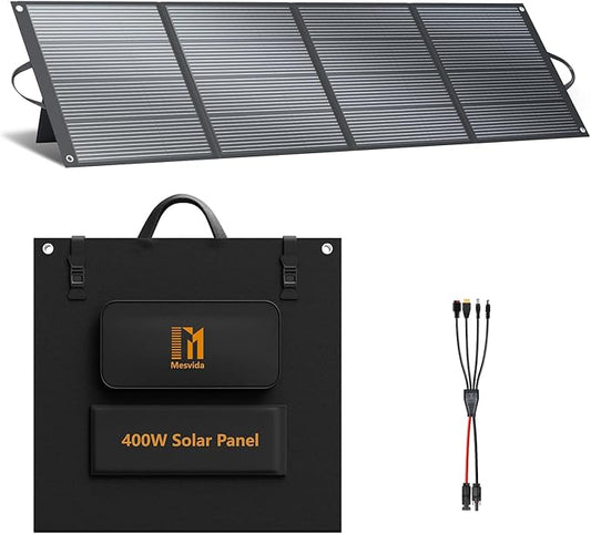 400 Watt Portable Folding Solar Panels IP68 Waterproof ETFE Coating 41V MC4 Output for Power Stations Solar Generator Camping Off-Grid RV Emergency Backup Hurricane