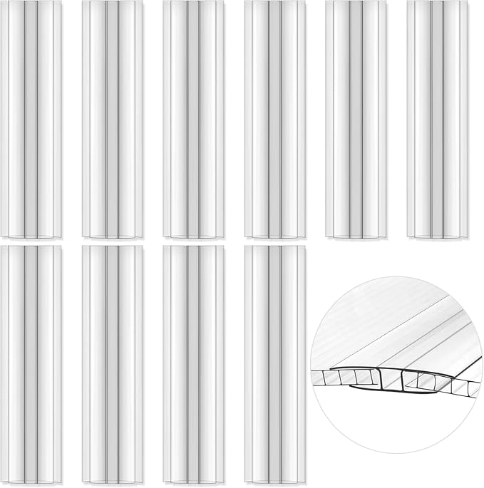 Polycarbonate Greenhouse Panel Connectors – 20 Packs, 4FT H Connectors Fits 4 or 6 MM Panels, UV-Resistant Greenhouse Joining Strips for DIY Garden Greenhouses and Cold Frames