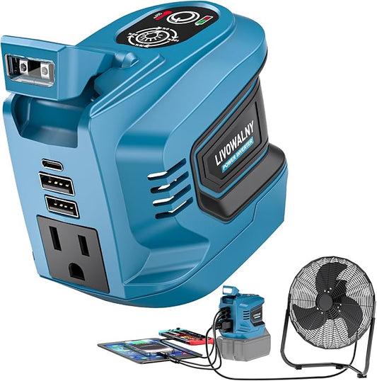 200W Portable Power Inverter Compatible with Makita 18V, Outdoor Generato Battery Converter with 2 USB & AC Battery Powered Outlet, Convert DC 18V to AC 110V-120V Portable Power Station (Tool Only)