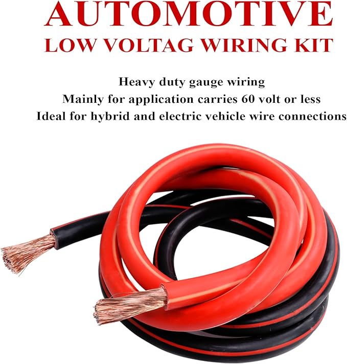 2 Gauge Battery Power Cable (2 Feet Black, 2 Feet Red) - 2 AWG Copper Clad Welding Wire with M8 & M10 SC Connector Lugs for Car, Camper, RV, Solar Low Voltage Wiring