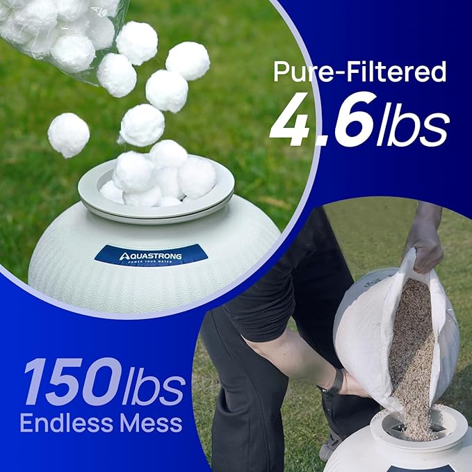 AQUASTRONG Pool Filter Balls for Sand Filters, 4.6 lbs Reusable Pool Sand Filter Balls (Replaces 150 lbs Pool Filter Sand), Efficient Water Filtration Pool Filter Balls for Swimming Pools