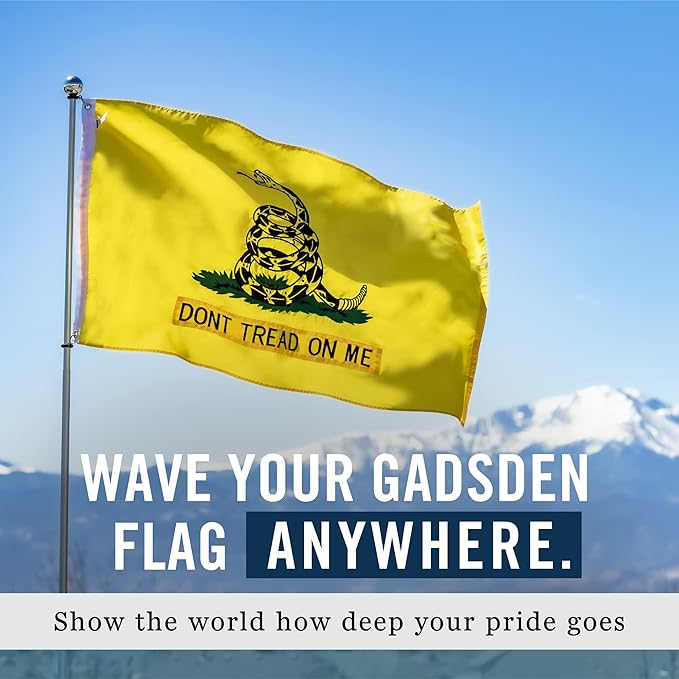 Dont Tread On Me Flag 3 x 5' ft | Gadsden Tea Party Flag | Nylon Embroidered Snake | Quadruple Stitched Fly End | 100% Guarantee | Brass Grommets for Easy Display | Premium Quality