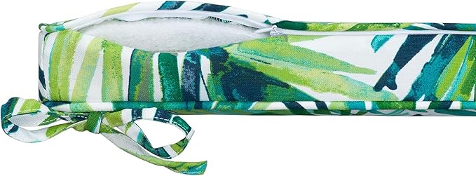 Magpie Fabrics Square Corner Seat Cushion, 18" x 18" x 2.5", 2 Pack, Indoor/Outdoor Waterproof Weather Resistant Universal Chair Pads for Patio Garden Dining - Green Palm Leaves