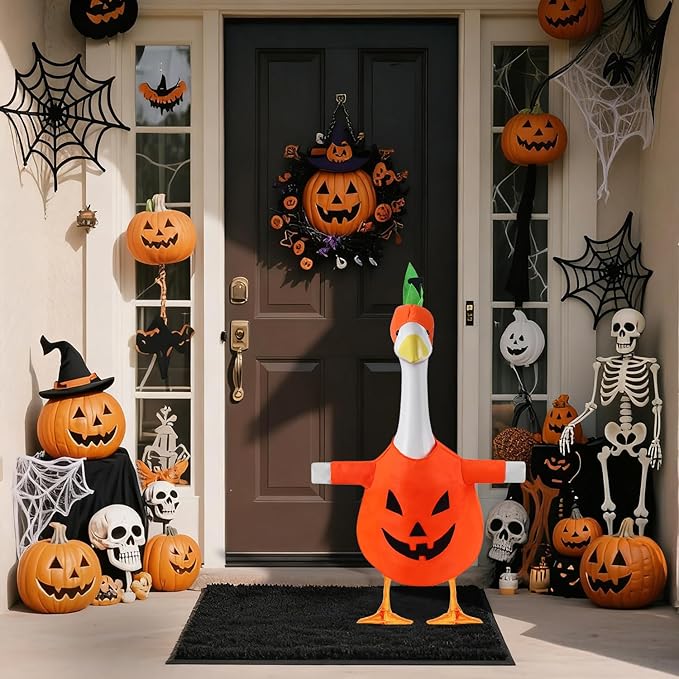 Halloween Pumpkin Porch Goose Outfit Plastic Statue Costume Clothes, for 23" 17" Party Outdoor Patio Yard Lawn Decor