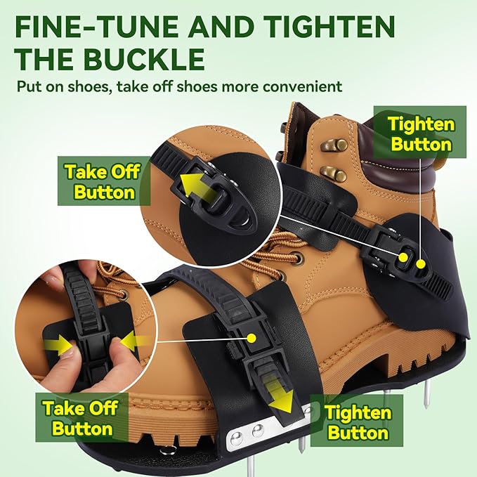 HFH Lawn Aerator Shoes for Grass，Aeration Shoes for Lawn，Spike Shoes for Lawn Aerating (Buckle)