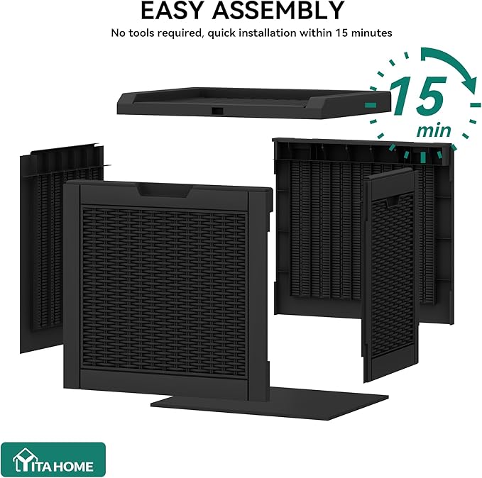 YITAHOME 32 Gallon Outdoor Storage Box, Water Resistant Resin Deck Box, Indoor Outdoor Lockable Storage Container for Patio, Garden, Cushions, Tools, Equipment (Black)