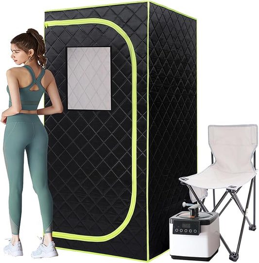 Portable Sauna Box, Portable Steam Sauna for Home with 2.6L 1000W Steamer, 15 Levels, Folding Chair, Extra Large Size (31.5 x 31.5 x 68.9 inch)