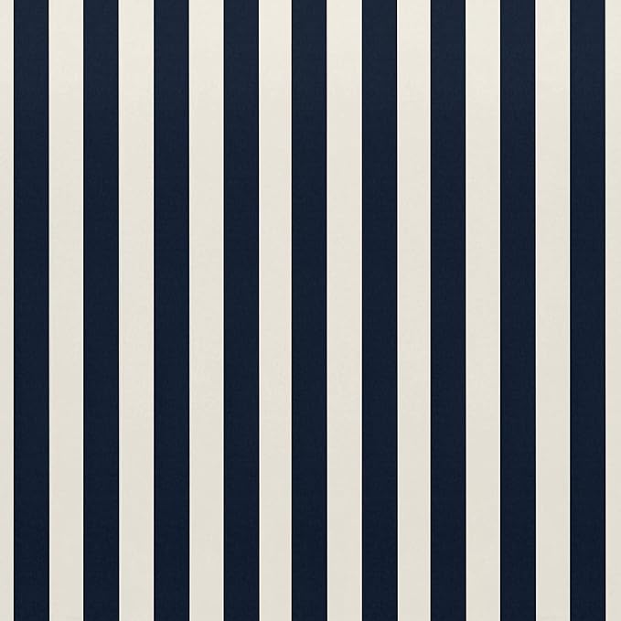 RSH DECOR Deep Seating Cushion with Pillow Back | 25” x 25.5” x 5" Seat | Water and Fade-Resistant Spun Fabric | Made in USA | Outdoor Chair Cushion Set for Patio Furniture (Navy Blue & White Stripe)