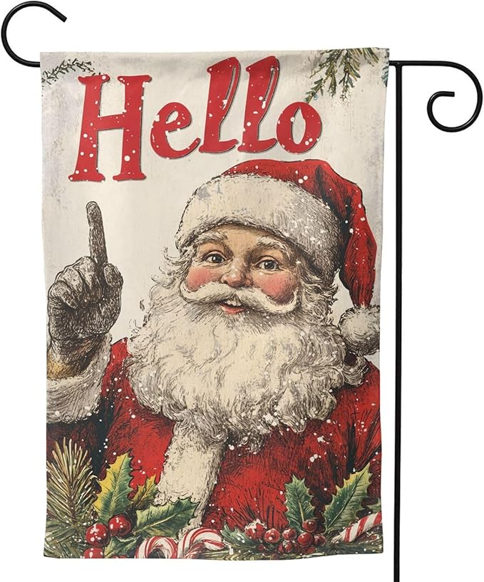 Santa Claus Garden Flag Vertical Double Sided Outdoor Yard Flags 12.5x18 Inch Burlap Banners Vertical Double Sided for Outdoor Decor Lawn