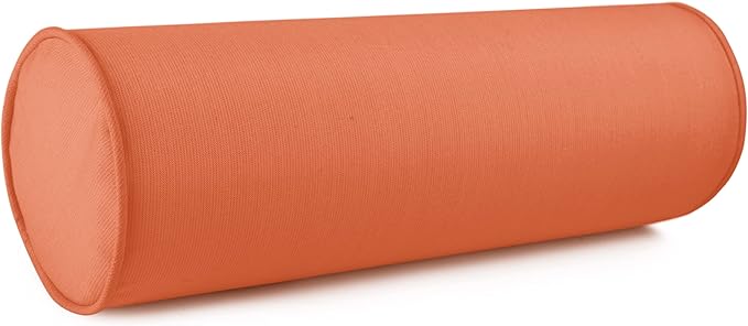 Austin Horn Classics Sunbrella Set of 2 Zippered Neck Bolster Pillow, Made with Sunbrella Fabric, Cylinder Pillows, for Couch & Bed, Decorative Round Throw Pillow, Back & Neck Support (Cayenne)