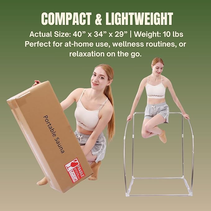 One Person Portable Steam Sauna Tent with 1000W/ 110V Steamer, 40” x 34” x 29”