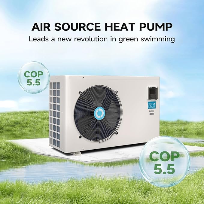 Max105600 BTU Swimming Pool Heat Pump, for Above and In Ground Pools Up to 18000gallons, 26KW Electric Pool Heaters PLC250, Inverter Heating System, High Efficiency,208~230V/60Hz