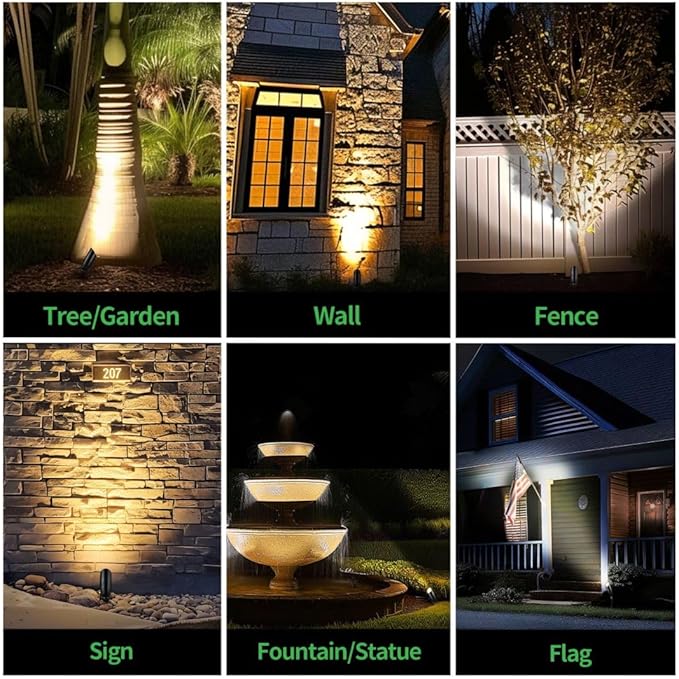 Black 12V Landscape Spotlight, LED Low Voltage Outdoor Light, Aluminum Uplight for Plant Fence Sign Outside Decoration with 5W MR16 Bulb 2700K 4 Pack