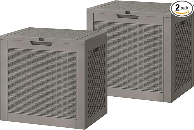 Outdoor Storage Box,2 Packs 31 Gallon Deck Box, Large Resin Storage Cabinet for Gardening Tools, Patio Pillow, Lockable, Waterproof and UV Resistant