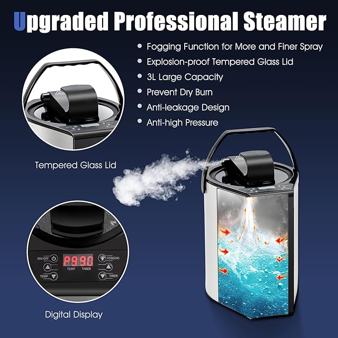 COSTWAY Portable Steam Sauna, Remote Control, 3L Steamer, Foldable Sauna Spa with 9 Temperature and 90 Mins Timer, Atomization, Personal Sauna Hat Tent for Detox Relaxation (Black)